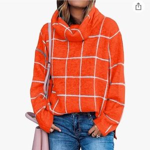 Orange Plaid Windowpane Sweater - like NEW!
